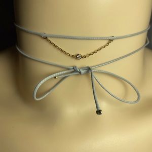 Dainty Blue Wrap Bow Tie Bracelet Choker Necklace